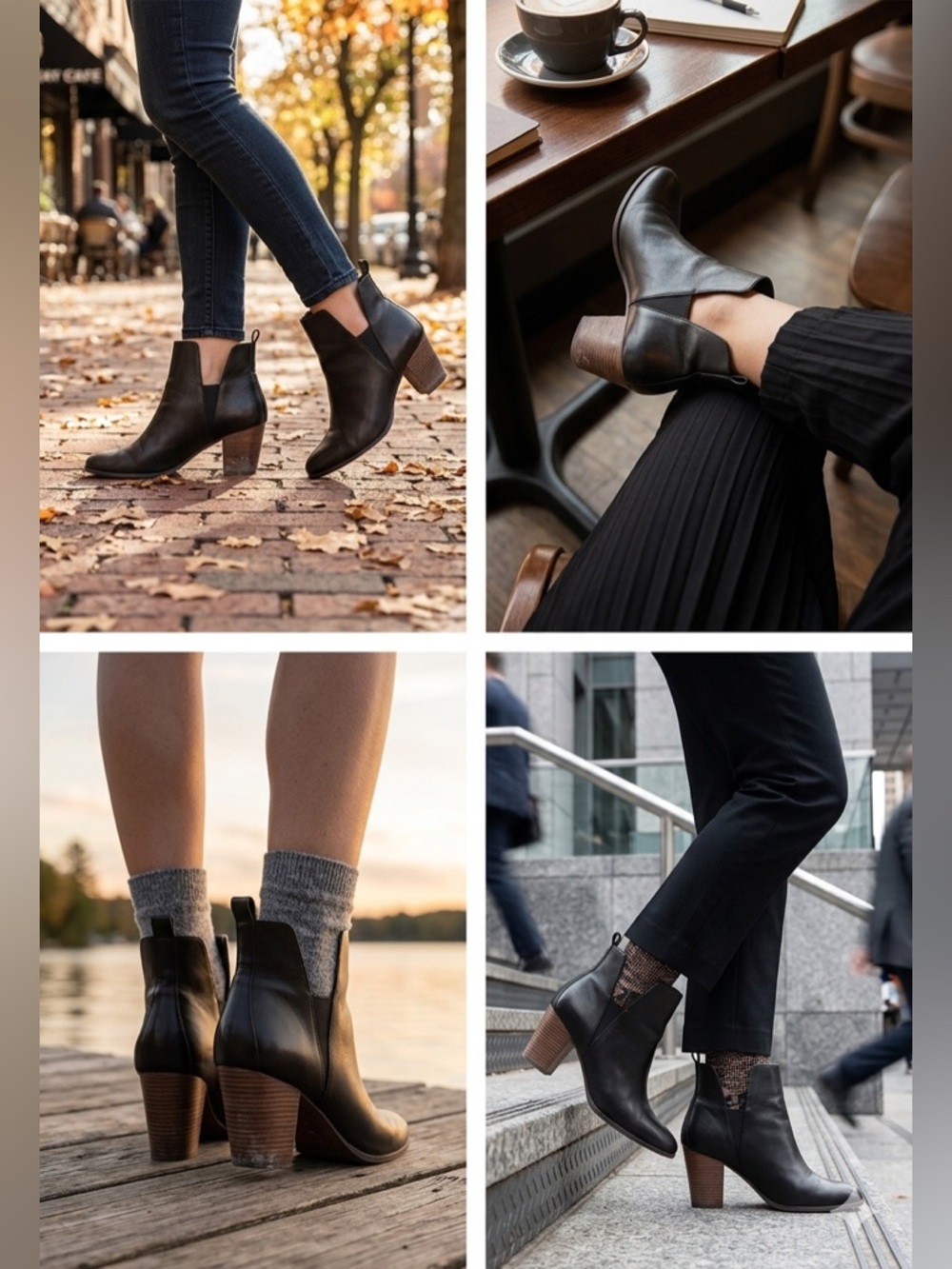 Cole Haan Round Toe Leather Block Heel Boots – Size 9